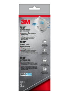 3M 3M Aura Particulate Respirator 9205+ N95, Lightweight, 3 Panel Designed Helps Provide Comfortable and Convenient Respiratory Protection, 3-Pack  - Image 2