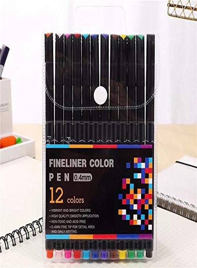 53 Arts 53ARTS 12 Pcs Fineliner Color Pens Journal Planner Pens; 0.4mm Colored Pens Fine Point Fineliner Pen Fine Tip Sketch Writing Drawing Markers for Note Coloring - Image 1
