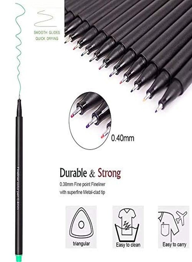 53 Arts 53ARTS 12 Pcs Fineliner Color Pens Journal Planner Pens; 0.4mm Colored Pens Fine Point Fineliner Pen Fine Tip Sketch Writing Drawing Markers for Note Coloring - Image 2