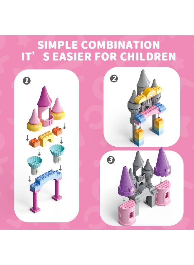 FEELO مجموعة كتل بناء قلعة الأميرة FEELO للأطفال | 43 قطعة | كتل خرافية كبيرة مع حصان وشخصيات حركة، لعبة بناء لسلسلة الفتيات للأطفال | للأعمار 3 سنوات فما فوق - Image 4