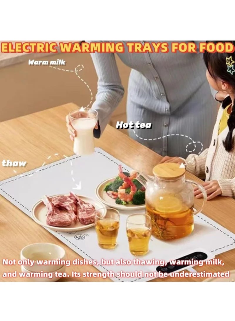 Portable Electric Food Warming Tray, Fast Heating Mat, Silicone Electric Warming Pad for Food, Roll Up Food Warmer Plate with 3 Temperature Settings, Organizer Rope - Image 2