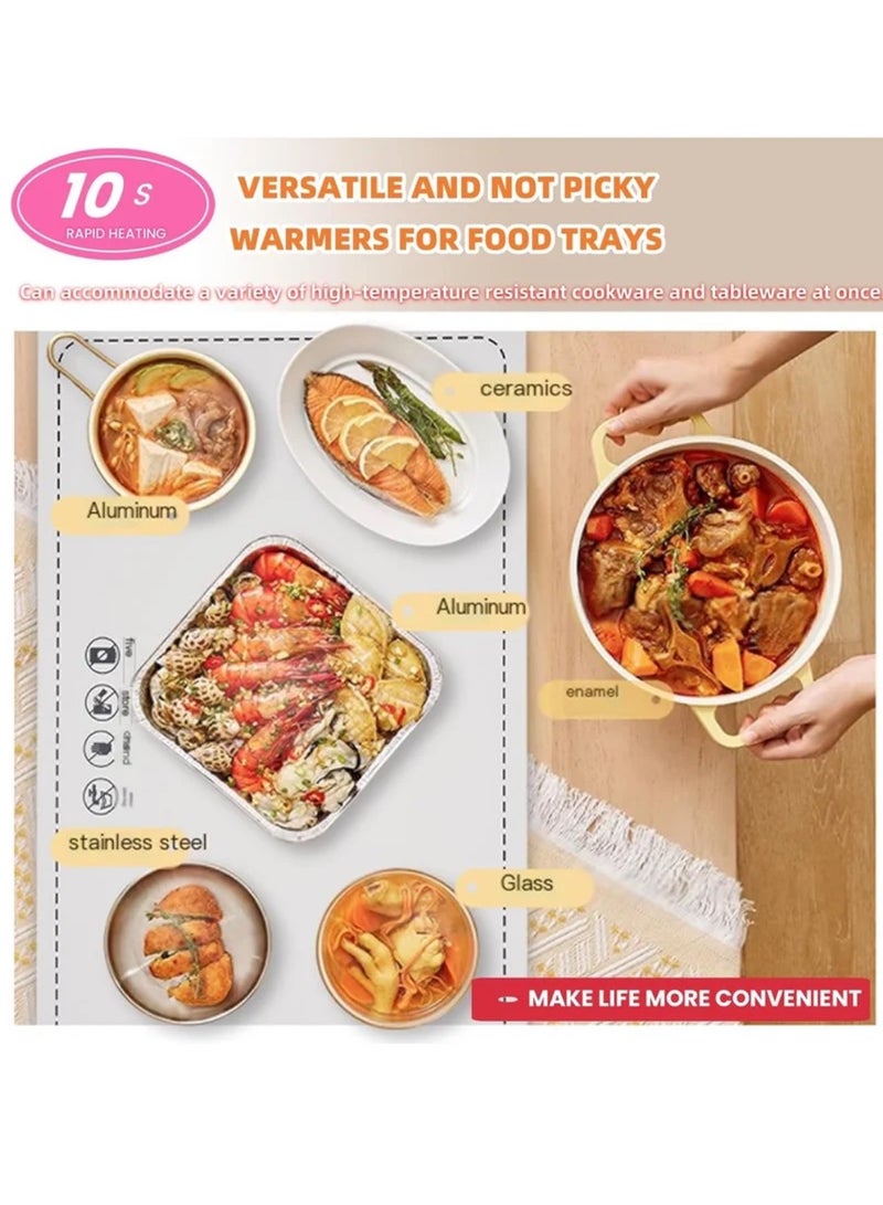Portable Electric Food Warming Tray, Fast Heating Mat, Silicone Electric Warming Pad for Food, Roll Up Food Warmer Plate with 3 Temperature Settings, Organizer Rope - Image 4