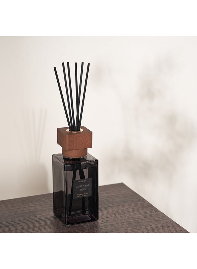 DANUBE HOME Amara Reed Diffuser 180ml with Wood Lid & Rattan Sticks – Long Lasting Oriental Oud Fragrance Oil for Home, Office, Bedroom – Premium Air Freshener Gift  - Image 2