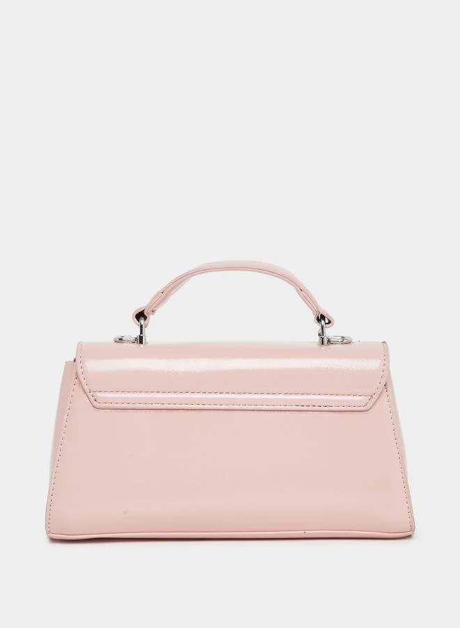 Styli Styli Solid Handbag with Top Handle and Adjustable Strap