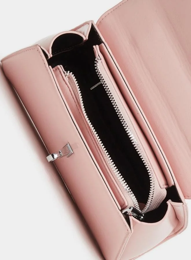 Styli Styli Solid Handbag with Top Handle and Adjustable Strap