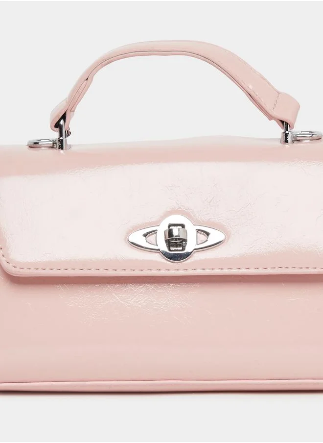 ستايلي Styli Solid Handbag with Top Handle and Adjustable Strap