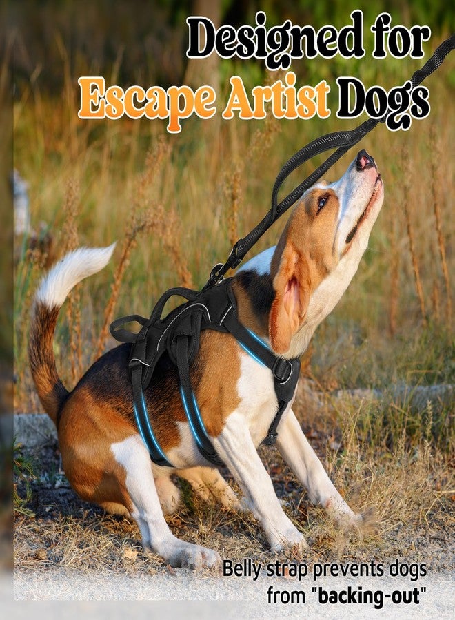 rabbitgoo Escape Proof Dog Harness, Soft Padded Full Body Pet Harness, Reflective Adjustable No Pull Vest with Lift Handle and Leash Clip for Large Dogs Walking Hiking Training, S, Black - Image 2