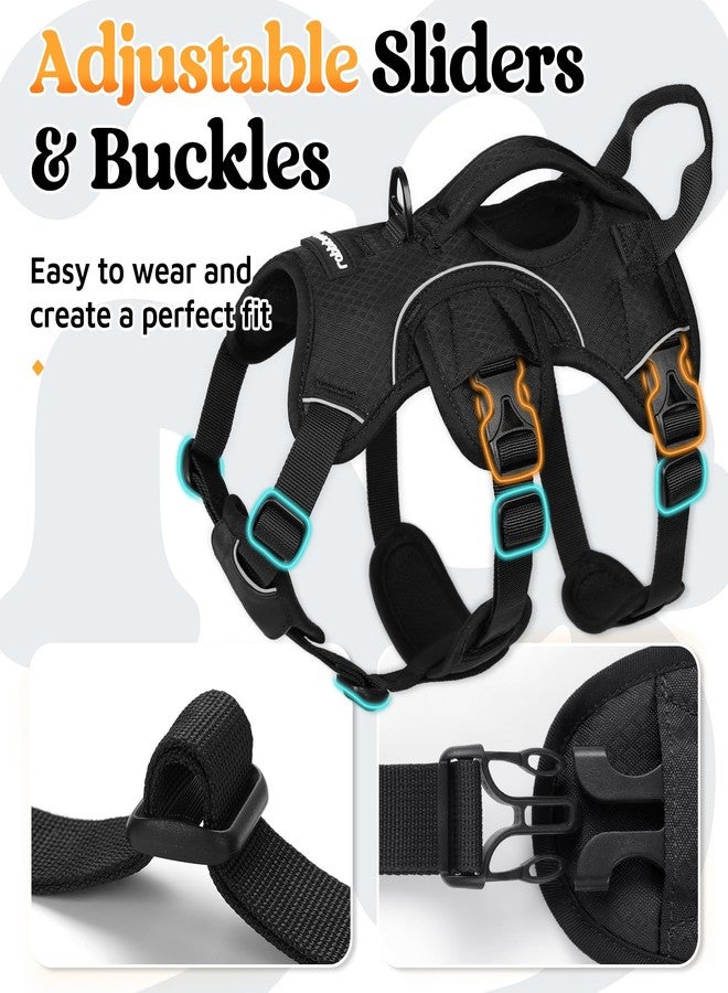 rabbitgoo Escape Proof Dog Harness, Soft Padded Full Body Pet Harness, Reflective Adjustable No Pull Vest with Lift Handle and Leash Clip for Large Dogs Walking Hiking Training, S, Black - Image 5