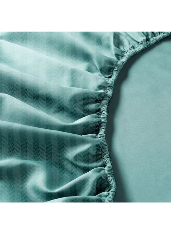 BYFT Tulip (Sea Green) Queen Size Fitted Sheet and Pillow Covers with 1 cm Satin Stripe (Set of 3 Pcs) 100% Cotton, Soft and Luxurious Hotel Quality Bed linen-300 TC  - Image 4