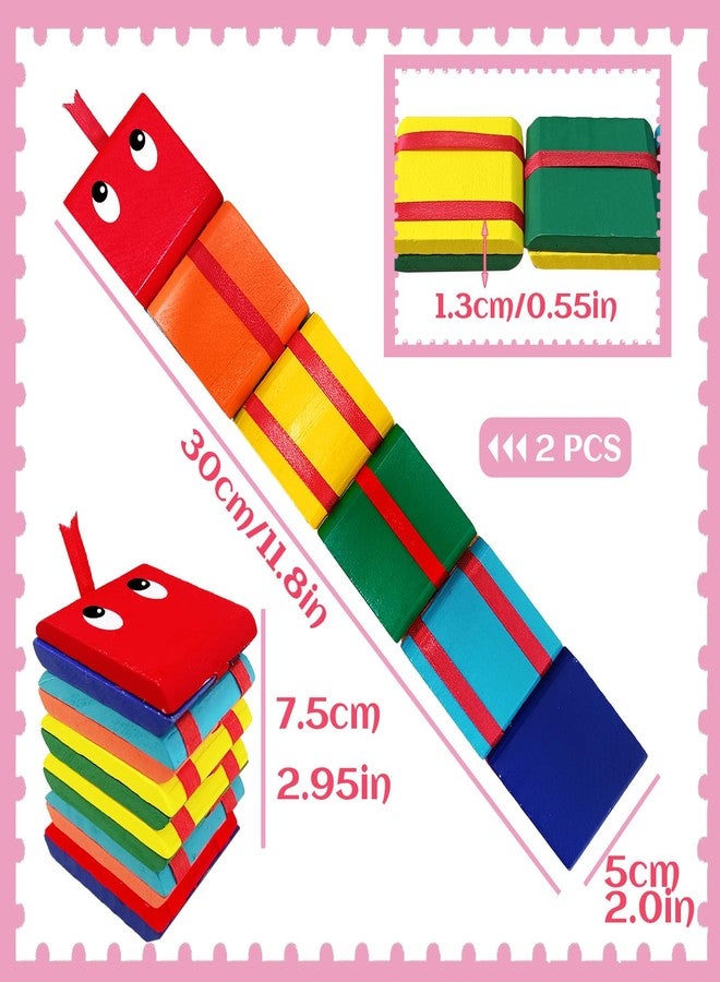 Fvcisshhu 2Pcs Wooden Jacob's Ladder Fidget Toy,Retro Flip Jacobs Ladder Puzzle Toys for Kids Christmas Filling Gifts Party Favors Learning Rewards Classic Treasure Hunt Game Prizes Colorful - Image 2