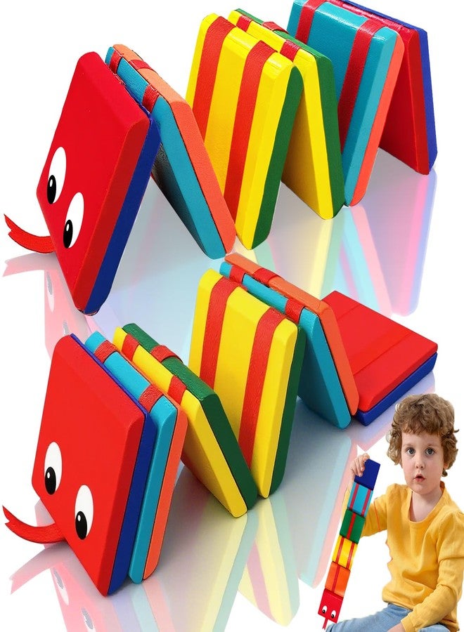 Fvcisshhu 2Pcs Wooden Jacob's Ladder Fidget Toy,Retro Flip Jacobs Ladder Puzzle Toys for Kids Christmas Filling Gifts Party Favors Learning Rewards Classic Treasure Hunt Game Prizes Colorful - Image 1
