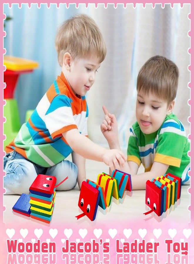 Fvcisshhu 2Pcs Wooden Jacob's Ladder Fidget Toy,Retro Flip Jacobs Ladder Puzzle Toys for Kids Christmas Filling Gifts Party Favors Learning Rewards Classic Treasure Hunt Game Prizes Colorful - Image 4
