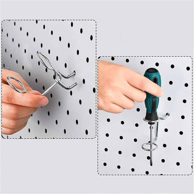 20 Pcs Metal Dual-Ring Pegboard Hooks for Tool Rack, Multi-Tool Holders with Screws, Pegboard Accessories for Garage and Workshop Organization - Image 5