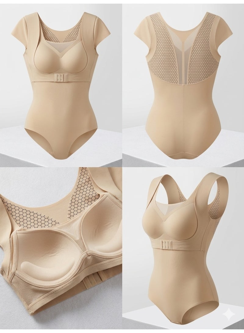 Caprisious Women's Seamless Corrective Bodysuit with Honeycomb Breathable Panels - Image 5