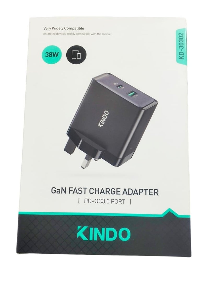 كيندو رأس شاحن 38 وات مدخل PD ومدخل USB خلفي - Image 1
