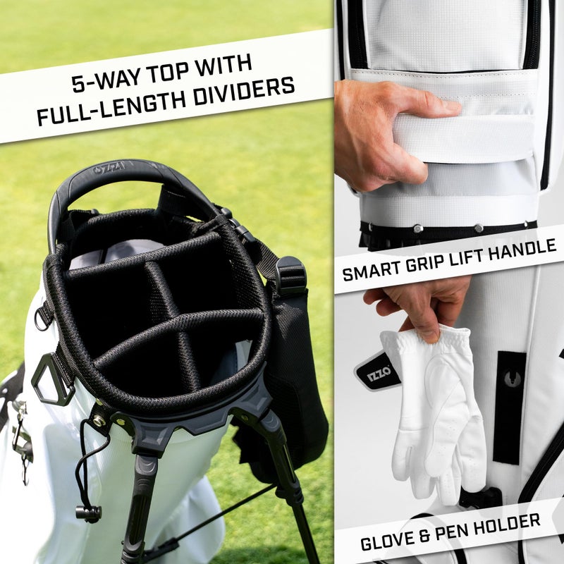 Izzo Heritage Golf Stand Bag, White - Image 4