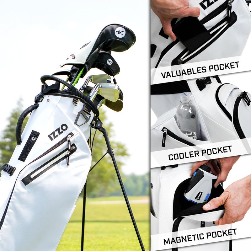 Izzo Heritage Golf Stand Bag, White - Image 2