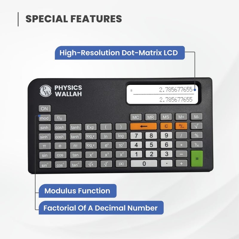 PW Grey Scientific Calculator | Advanced & Mini | Best for Engineering Students | Multi-Functional, Easy-to-Use | Ideal for Complex Equations & School Use - Image 3