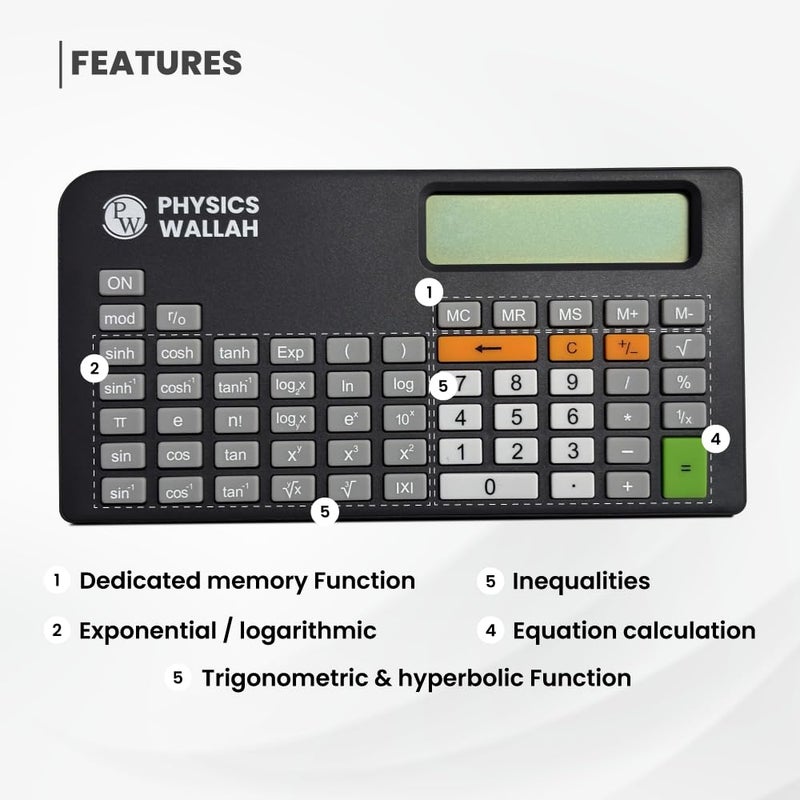 PW Grey Scientific Calculator | Advanced & Mini | Best for Engineering Students | Multi-Functional, Easy-to-Use | Ideal for Complex Equations & School Use - Image 4
