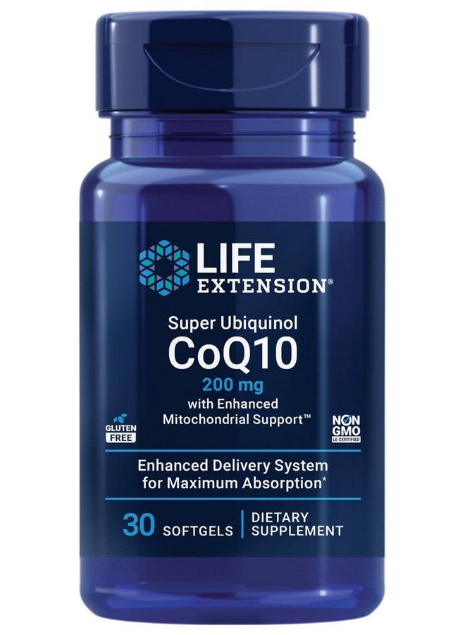لايف إكستنشن Life Extension Super Ubiquinol CoQ10 مع دعم معزز للميتوكوندريا - 200 مجم، شيلاجيت - يعزز صحة القلب وطاقة الخلايا والإجهاد التأكسدي - خالٍ من الجلوتين وغير معدّل وراثيًا - 30 كبسولة هلامية - Image 1