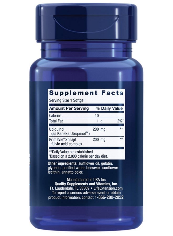 لايف إكستنشن Life Extension Super Ubiquinol CoQ10 مع دعم معزز للميتوكوندريا - 200 مجم، شيلاجيت - يعزز صحة القلب وطاقة الخلايا والإجهاد التأكسدي - خالٍ من الجلوتين وغير معدّل وراثيًا - 30 كبسولة هلامية - Image 2