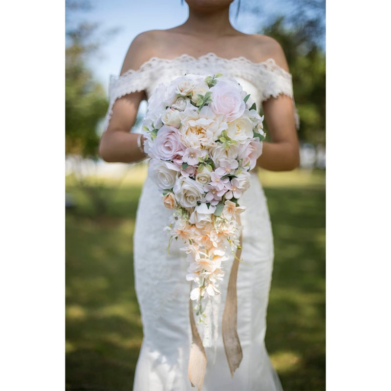 IVAYNE Rose Wedding Bouquets for Bride Cascading 96 Inch Bridal Bouquet Bride Bouquets for Wedding for Wedding Ceremony and Anniversary