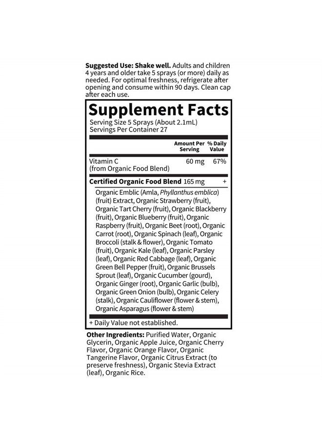 Garden of Life Organic Vitamin C for Kids and Adults, mykind Organics Vitamin C Spray for Skin Health - Cherry Tangerine, Vitamin C Supplement Antioxidant for Immune Support, 2 fl oz Liquid Drops  - Image 4