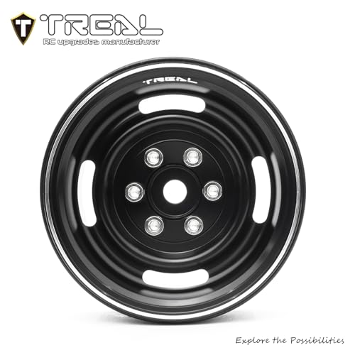 TREAL 19 Beadlock Wheel Rims Heavy Duty Vintage Style CNC 19 Inch Wheels4P for 110 RC Crawler TRX4 SCX10 III SCX10 PRO SCX10 II Type PGray - Image 5