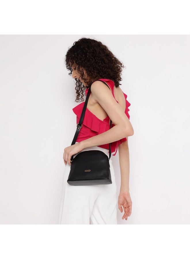 Fastrack Sling Bag | Faux Leather Sling With Adjustable Belt and Quick Access Pocket | Zip Closure and Spacious Interior | Trendy Women's Handbags, Black - Image 2