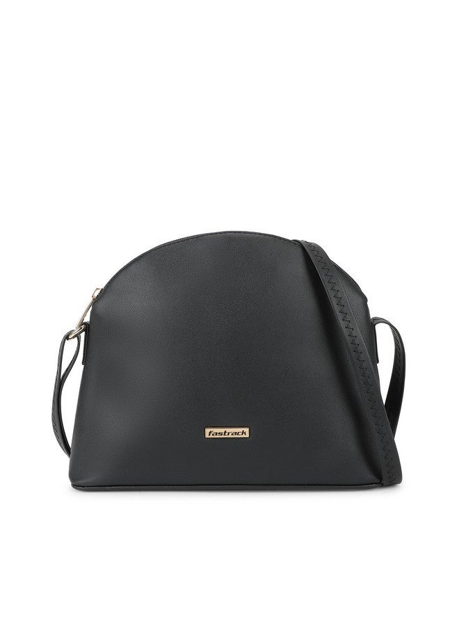 Fastrack Sling Bag | Faux Leather Sling With Adjustable Belt and Quick Access Pocket | Zip Closure and Spacious Interior | Trendy Women's Handbags, Black - Image 1