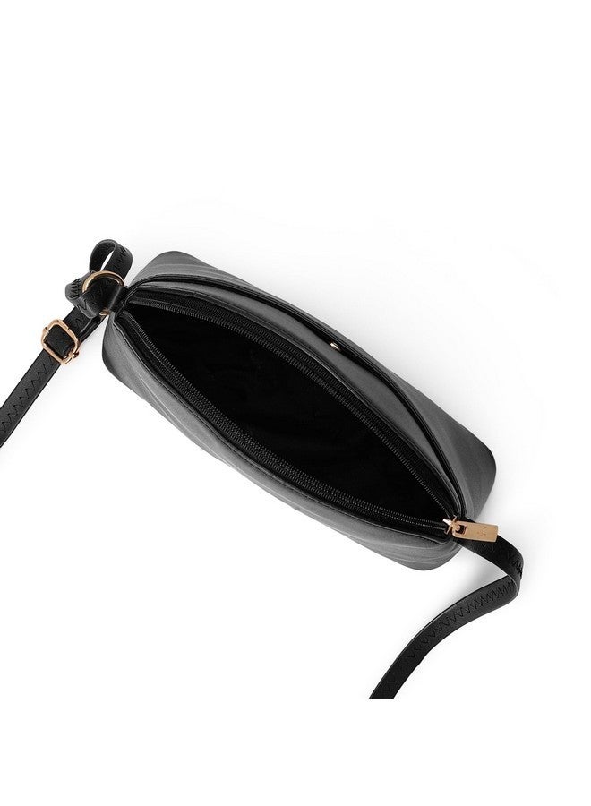 Fastrack Sling Bag | Faux Leather Sling With Adjustable Belt and Quick Access Pocket | Zip Closure and Spacious Interior | Trendy Women's Handbags, Black - Image 5