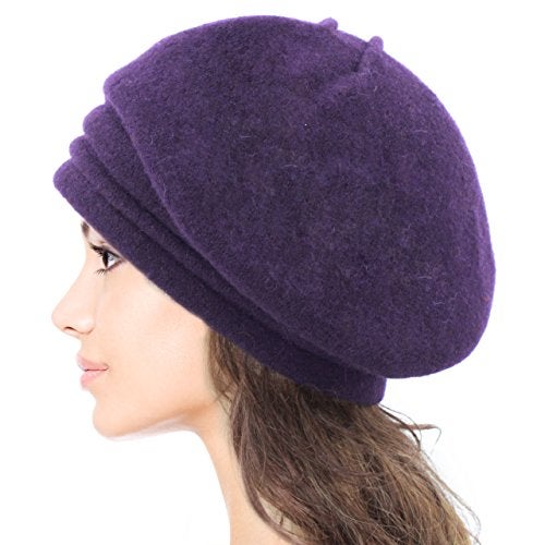 Dahlia Women's Winter Hat - Wool Cloche/Bucket Hat, Slouch, Flower, Violet - Image 4