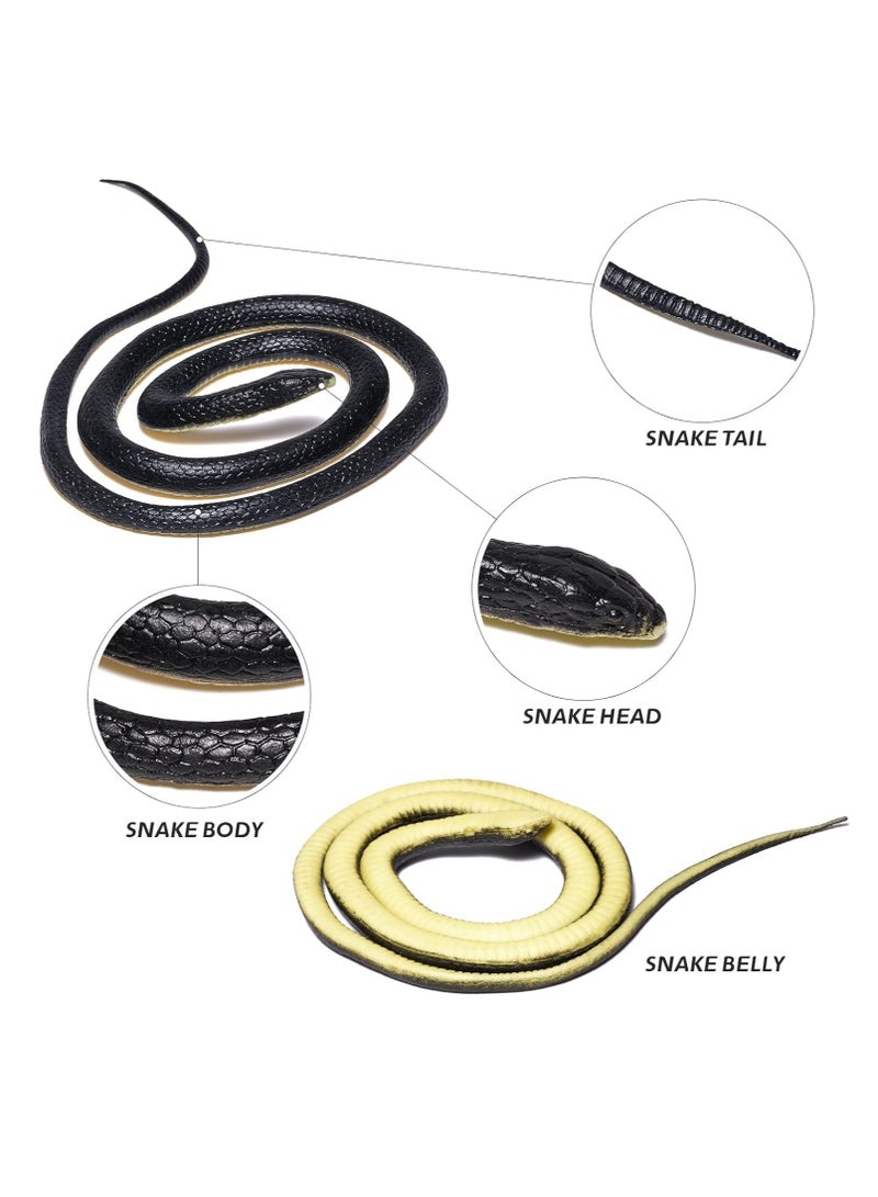 Excefore Realistic Rubber Snake, Scary Fake Snake to Keep Birds Away Garden, Large Black Snake Pranks Toy for Garden Props, Halloween Decoration, Kids Toy  - Image 2