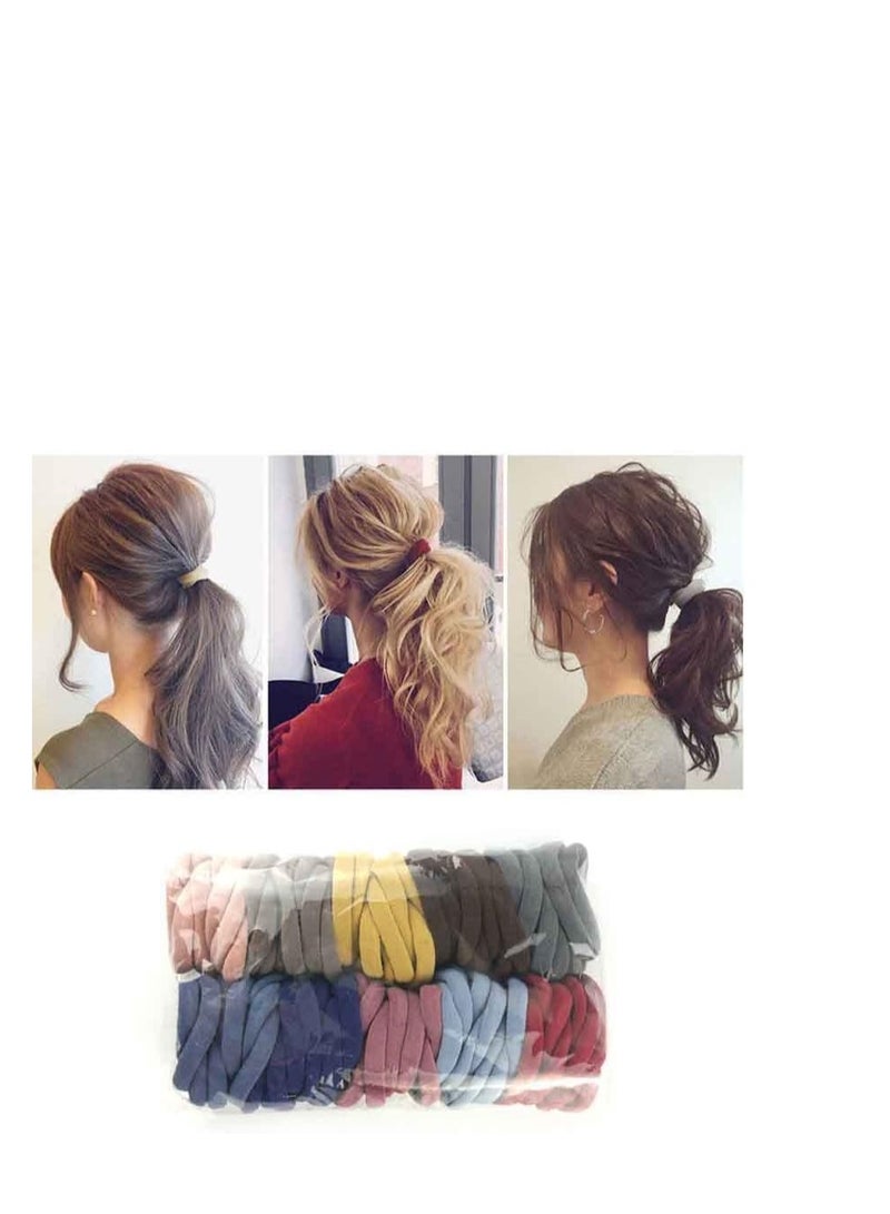 إسكدنيا 100 ربطة شعر سميكة مناسبة لتصفيفة ذيل الحصان للرجال والنساء والفتيات (متعددة الالوان) - Image 3