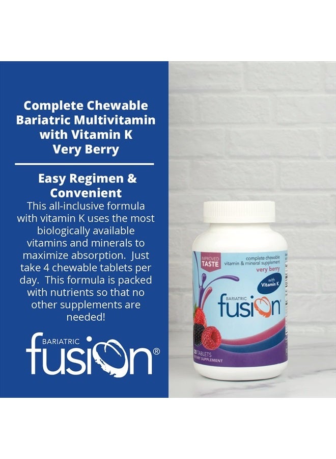 Bariatric Fusion فياري بيري مكمل مضغ متعدد الفيتامينات مع الحديد وفيتامين ك لمرضى جراحة السمنة بما في ذلك تحويل مسار المعدة واستئصال المعدة بالمنظار - 120 قرص - Image 4