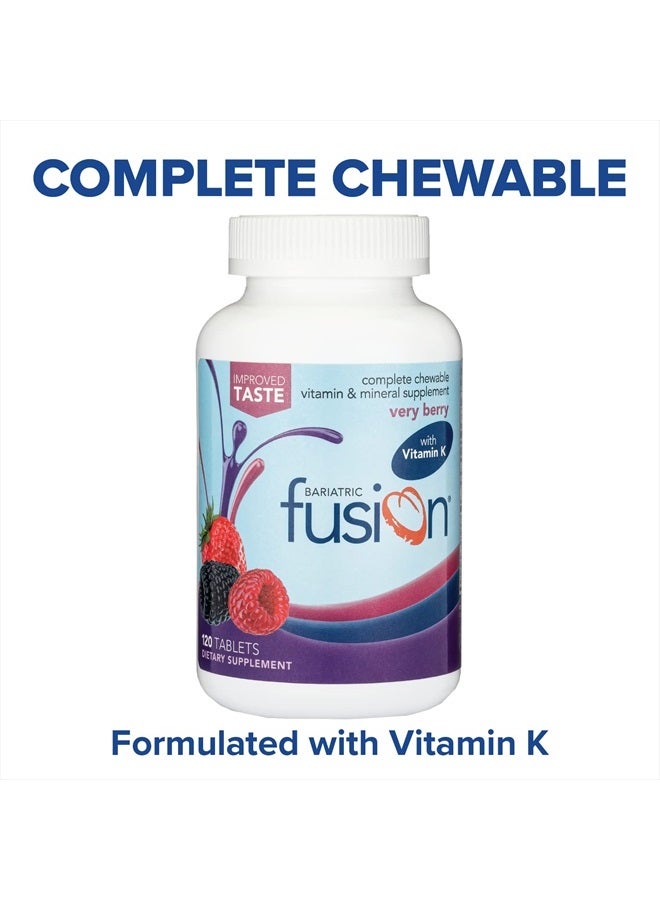 Bariatric Fusion فياري بيري مكمل مضغ متعدد الفيتامينات مع الحديد وفيتامين ك لمرضى جراحة السمنة بما في ذلك تحويل مسار المعدة واستئصال المعدة بالمنظار - 120 قرص - Image 3