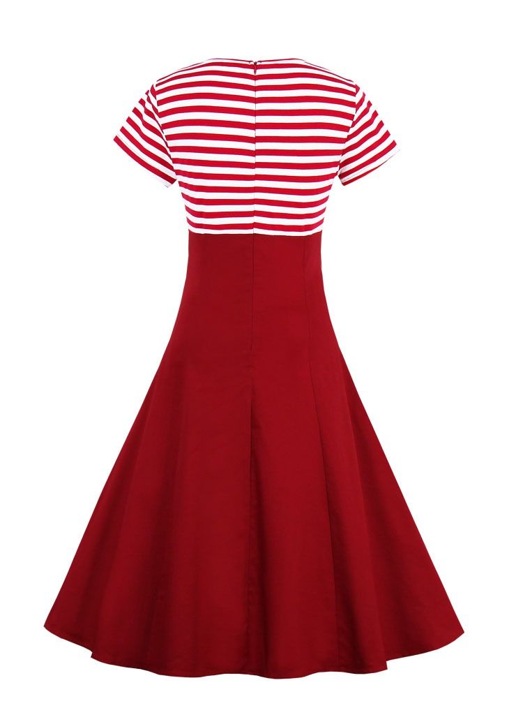 Striped Retro Patchwork Dress - Image 2