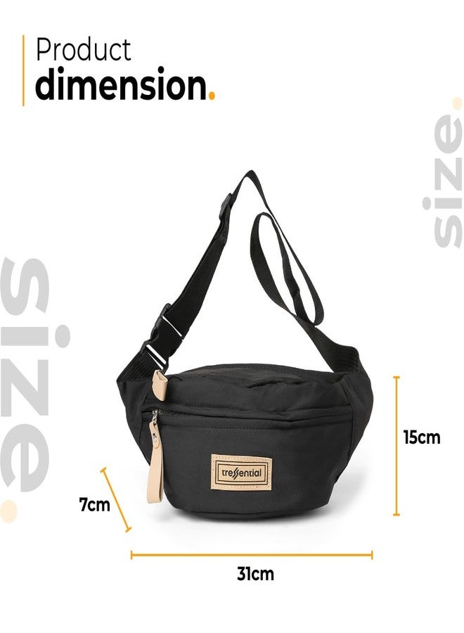 Tressential Waist Bag for Men Women | Cross Body Fanny Pack Sling Bag for Hiking, Travel, Camping, Outdoor Sports, Cycling | Money Belt with Adjustable Strap (Black) - Image 4