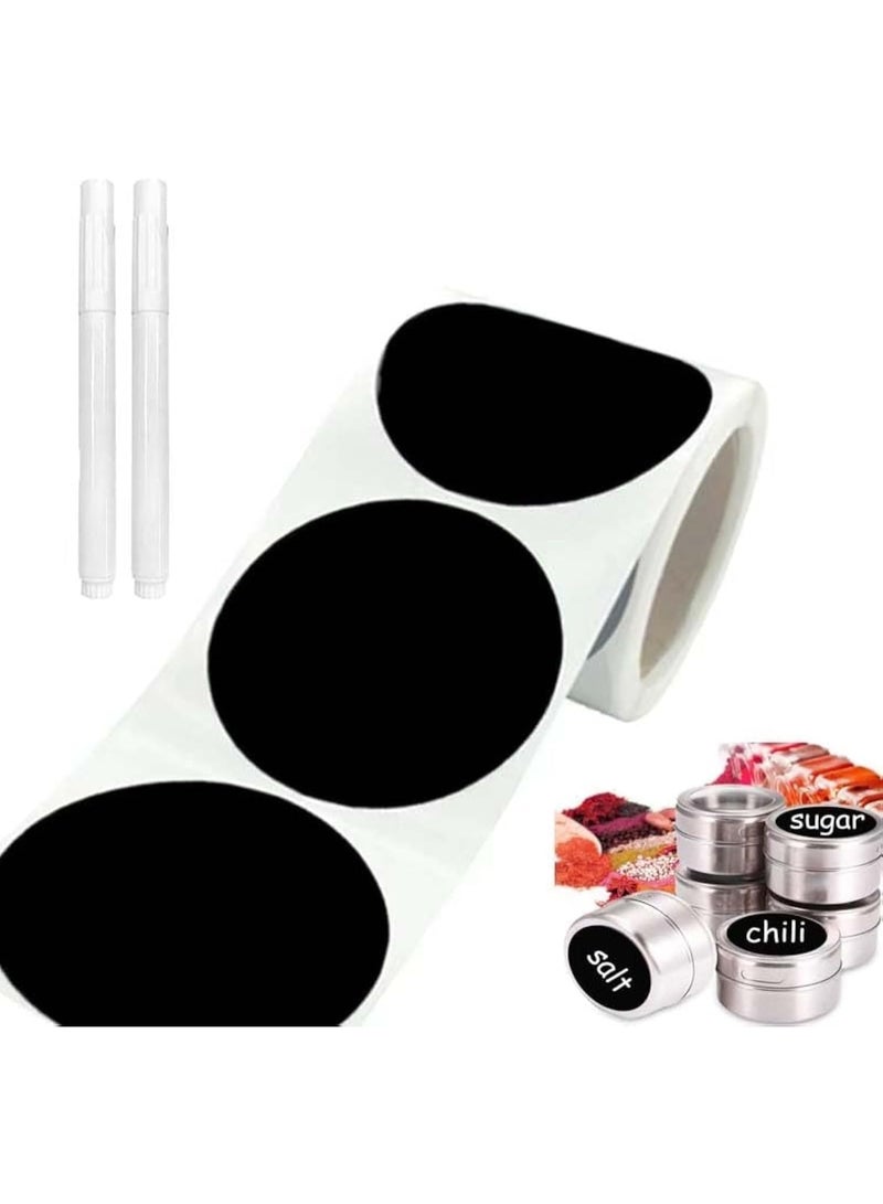 HOOJO® 120 Round &120 Chalkboard Labels (Combo Pack) & 2 White Marker, Multipurpose Pantry and Storage Stickers for Jars,Mason Jars, Spice, Glass, Cups, Containers, Canisters, Bathroom, Laundry Room - Image 2