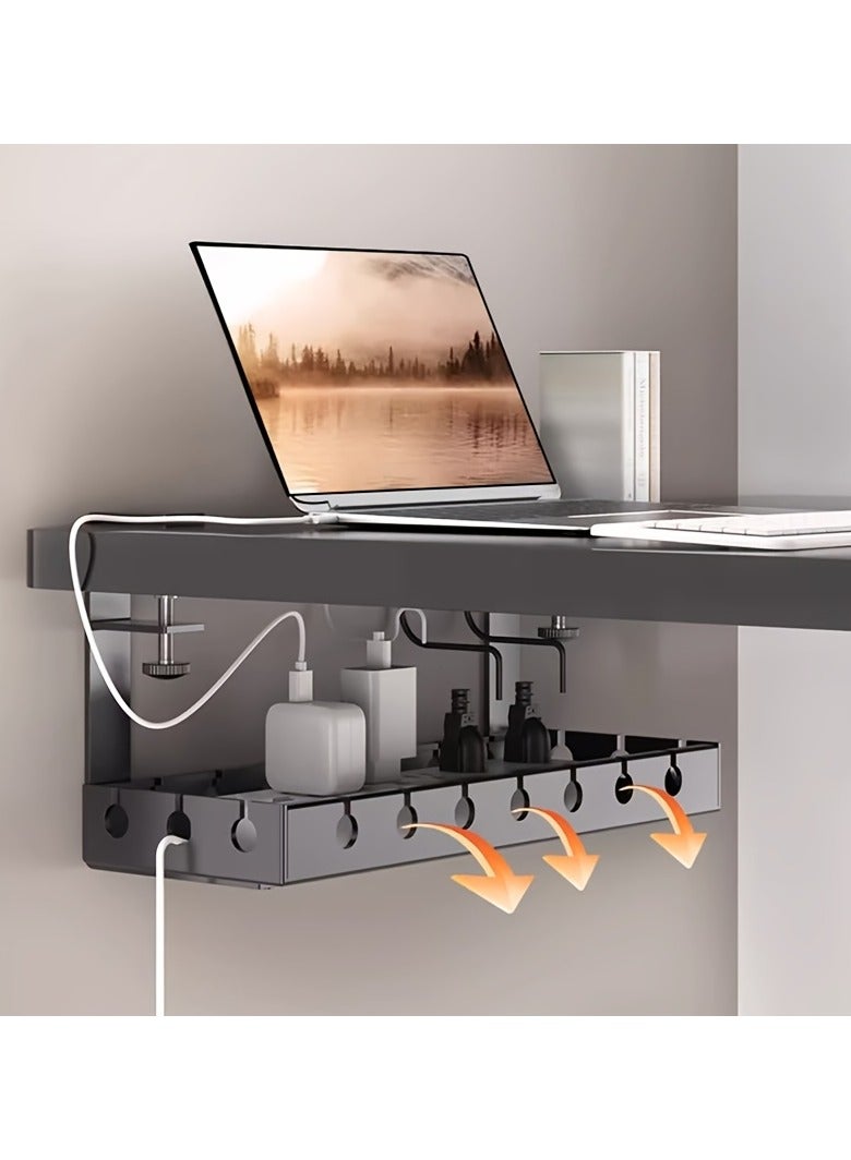 AROAQ Cable Management Tray Under The Desk, Designed for Organizing Power Strips, Cable Ties, Wall-Mounted Hidden Cable Channels, Adjustable Wire Shelves, Desk Cable Management Boxes, Router And Data Cable Holders, Cable Management Boxes, Desktop Cable Organizers, Travel Accessories; Essential Items for Travel; Suitable for Trips And Outings, for Use in Homes, Offices, Desks, Bedrooms, And Living Rooms 15.6 Inches - Image 1