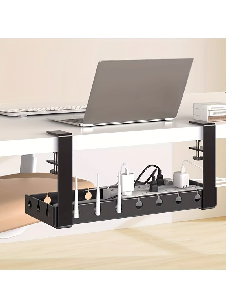 AROAQ Cable Management Tray Under The Desk, Designed for Organizing Power Strips, Cable Ties, Wall-Mounted Hidden Cable Channels, Adjustable Wire Shelves, Desk Cable Management Boxes, Router And Data Cable Holders, Cable Management Boxes, Desktop Cable Organizers, Travel Accessories; Essential Items for Travel; Suitable for Trips And Outings, for Use in Homes, Offices, Desks, Bedrooms, And Living Rooms 15.6 Inches - Image 2