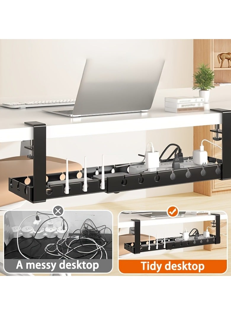 AROAQ Cable Management Tray Under The Desk, Designed for Organizing Power Strips, Cable Ties, Wall-Mounted Hidden Cable Channels, Adjustable Wire Shelves, Desk Cable Management Boxes, Router And Data Cable Holders, Cable Management Boxes, Desktop Cable Organizers, Travel Accessories; Essential Items for Travel; Suitable for Trips And Outings, for Use in Homes, Offices, Desks, Bedrooms, And Living Rooms 15.6 Inches - Image 5