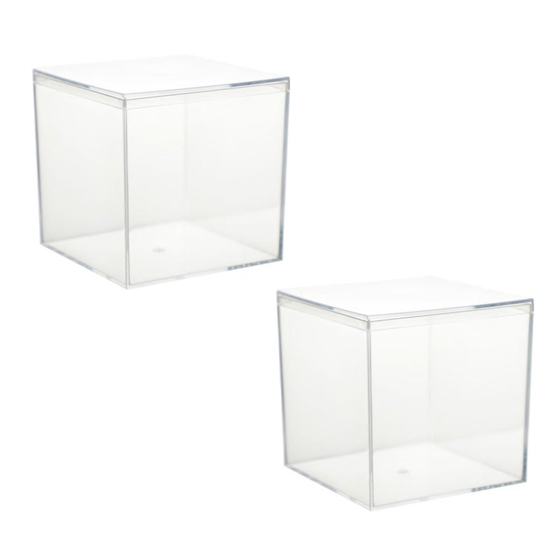 Square Plastic Candy Boxes 10cm For Wedding Favor And Shower Party Storage 2Pcs - Image 2