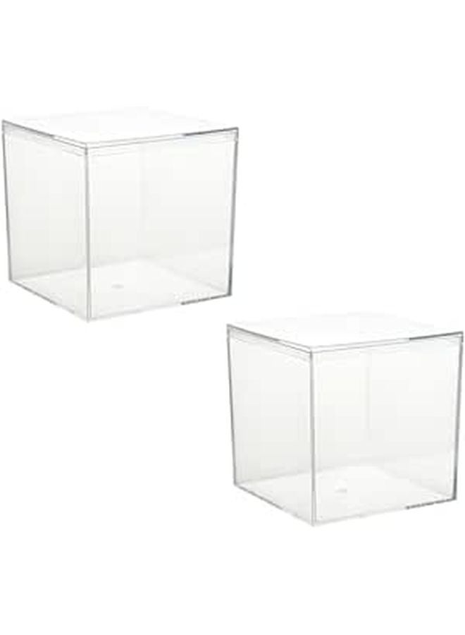 Square Plastic Candy Boxes 10cm For Wedding Favor And Shower Party Storage 2Pcs - Image 1