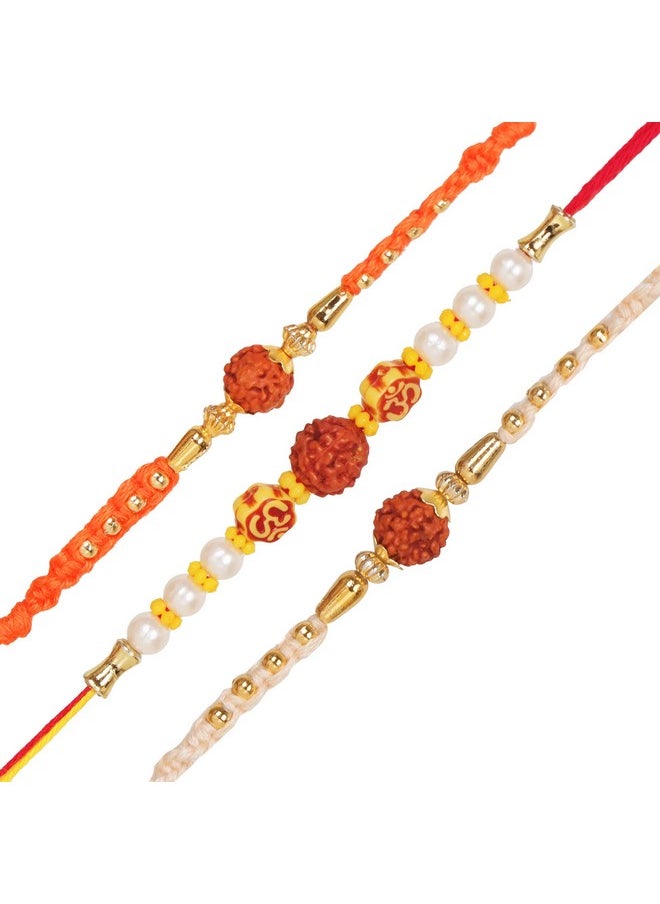 CHERKRAFT - CHERKRAFT Rudraksha Rakhi Set of 3 for Brother OM Rakshabandhan Rakhies Thread - 16 - Image 1