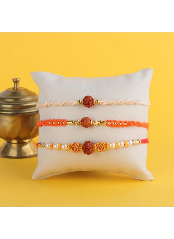 CHERKRAFT - CHERKRAFT Rudraksha Rakhi Set of 3 for Brother OM Rakshabandhan Rakhies Thread - 16 - Image 1
