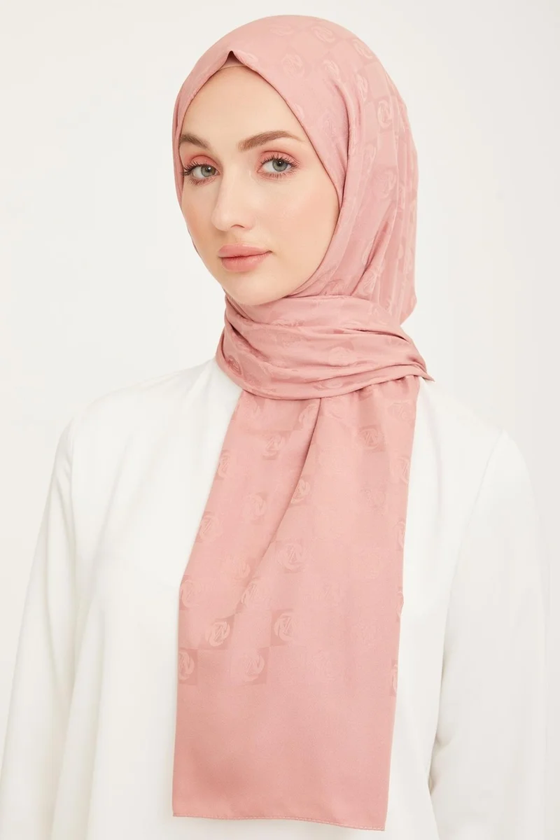 ARMINE Trend Life Jacquard Powder A Logo Checker Pattern Shawl 23031