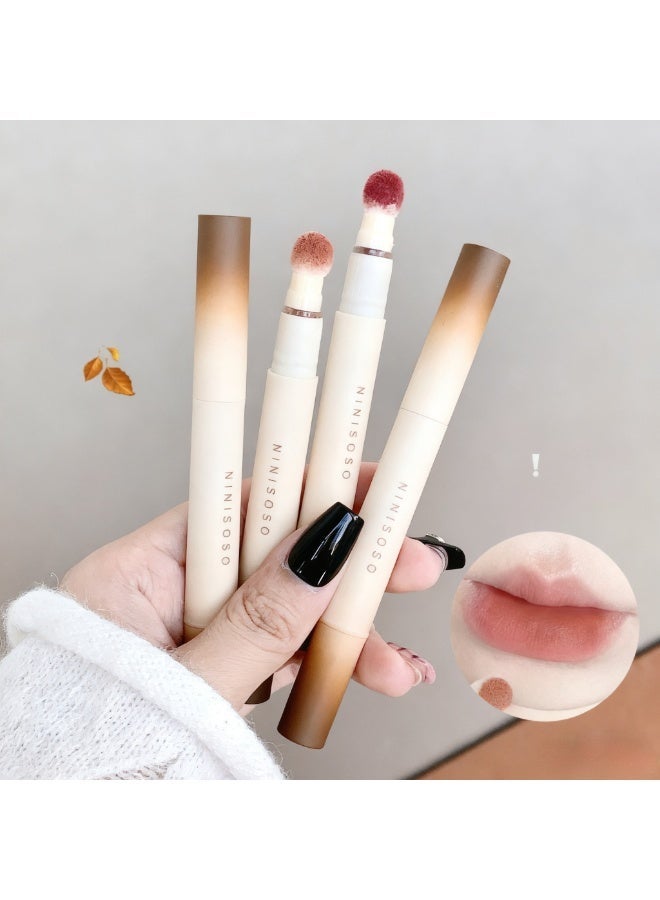 Caramel Frosty Lip Powder Cream, Velvet Matte Finish, Low Saturation, Autumn and Winter Whitening Lip Glaze (1# Autumn Sweet Persimmon) - Image 3