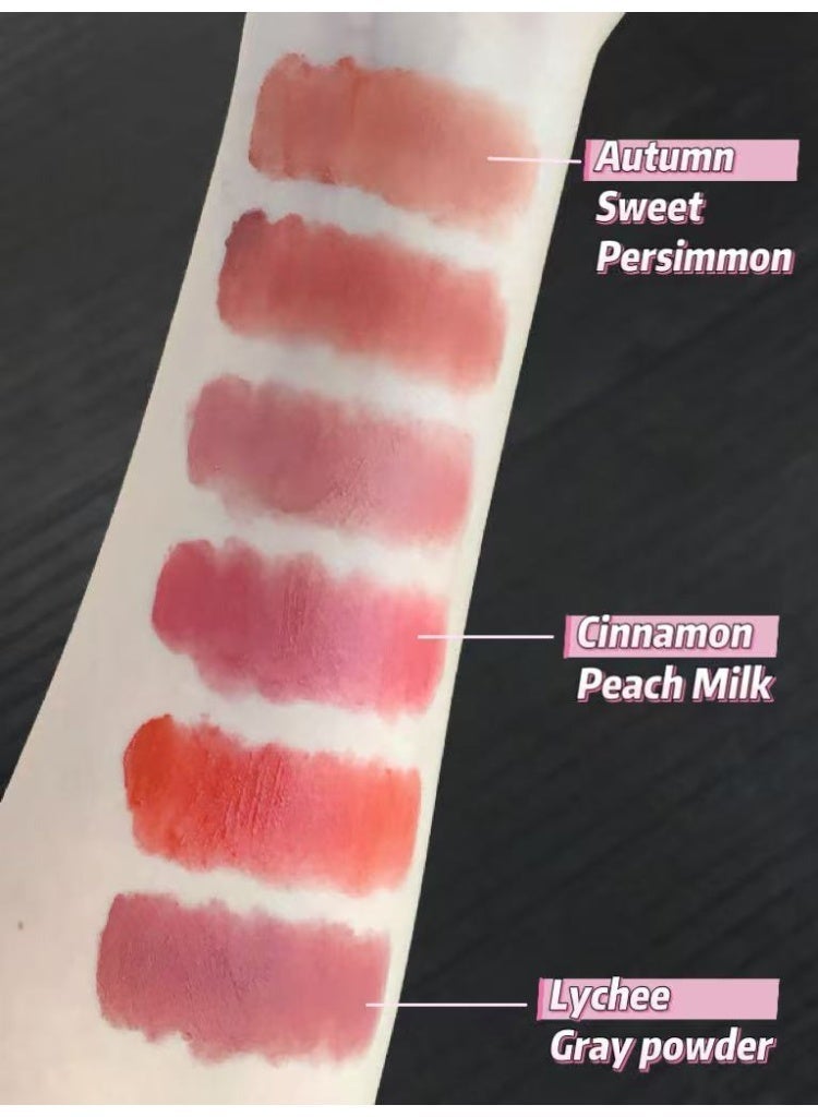 Caramel Frosty Lip Powder Cream, Velvet Matte Finish, Low Saturation, Autumn and Winter Whitening Lip Glaze (1# Autumn Sweet Persimmon) - Image 5