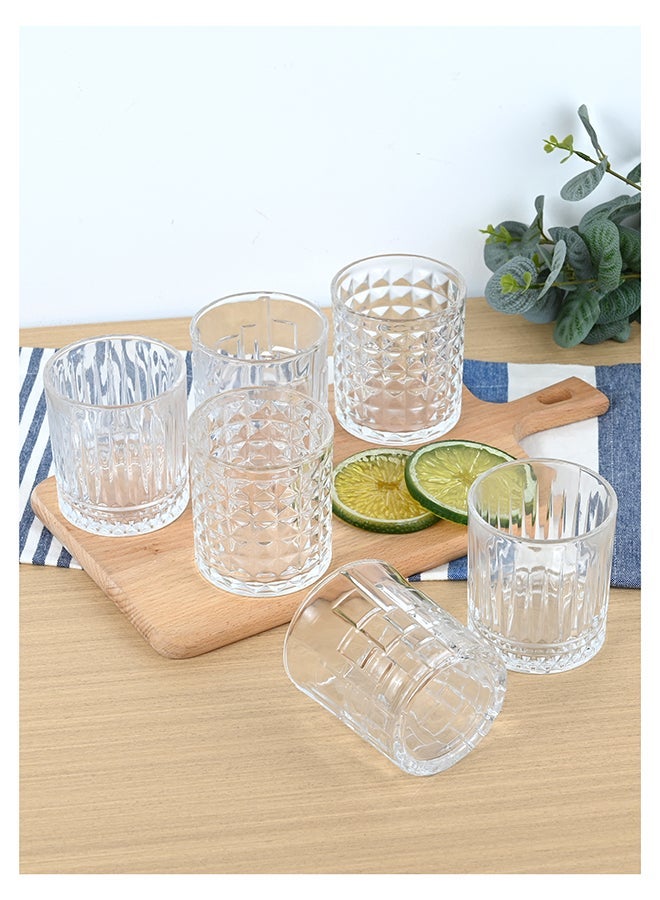 Ollieroo كؤوس ويسكي قديمة مزخرفة - كوب زجاجي متين سعة 330 مل بتصميم مختلط للكوكتيلات والماء والعصير والبيرة والنبيذ - مجموعة زجاجية خاصة - Image 1